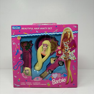 #ad #ad 1995 Kid Care Barbie Beautiful Hair Vanity Set NRFB Kids Brush Comb Mirror $35.00