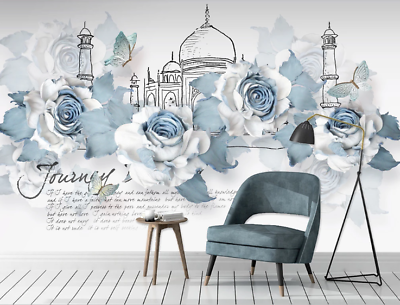 #ad 3D Building Floral Wallpaper Wall Mural Removable Self adhesive 1094 AU $349.99