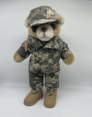 #ad Vintage 1989 Bear Forces of America Army Military Plush Camo Uniform 12quot; Female $14.85
