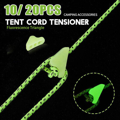 #ad Tent Cord Tensioner Wind Rope Buckle Fluorescence Triangle Paracord Adjuster USA $8.15