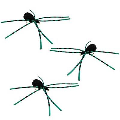 #ad 3 Foam Spider Flies Green Black #12 Fly Fishing Set for Bluegill amp; Trout $6.99
