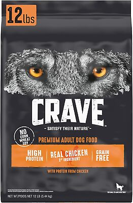 #ad CRAVE Grain Free High Protein Adult Dry Dog Food Chicken 12 lb. Bag $201.41