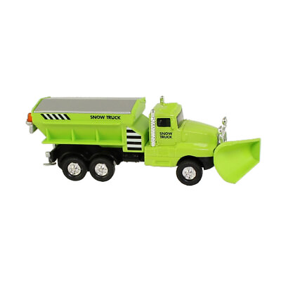#ad RI Novelty Pull Back Die Cast Metal Vehicle SNOW PLOW TRUCK Green 6.5 inch $11.89
