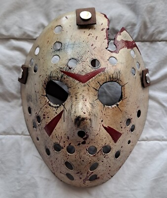 #ad Jason voorhees Friday the 13th Part 3 4 THIN LIGHTWEIGHT mask hand painted $35.00