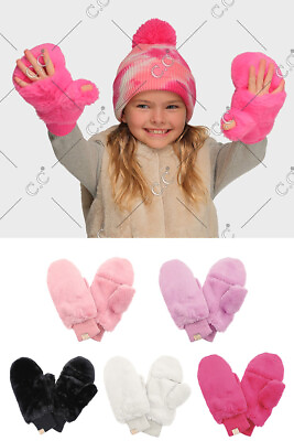 #ad C.C Exclusive Kids Girl Boy Faux Fur Convertible Faux Fur Mitten Glove 1 4 Years $22.99