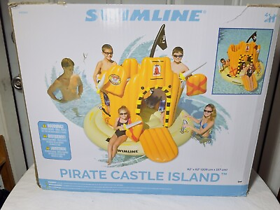 #ad Swimline Giant Inflatable Pirate Castle Pool Float for Kids Adults Floating NIOB $76.48