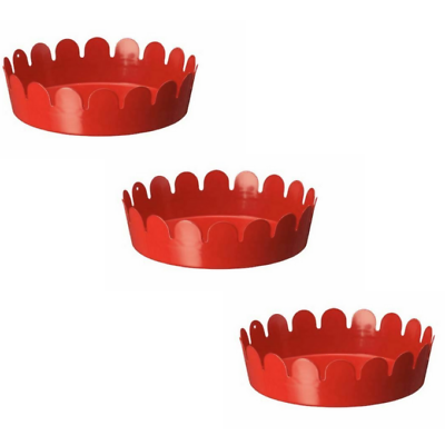 #ad 3 Pack IKEA SOMMAR Vibrant Red Metal Saucer Plates Indoor Outdoor Plant Decor $12.99
