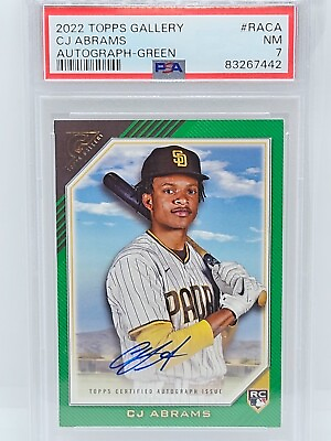 #ad 2022 TOPPS GALLERY RC AUTOGRAPHS GREEN CJ ABRAMS AUTO RC SAN DIEGO PADRES PSA 7 $75.00