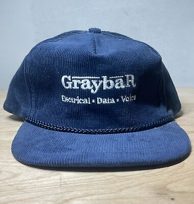 #ad Vintage Blue Corduroy Graybar Low Voltage Snap Back Rope Hat Cap $20.00