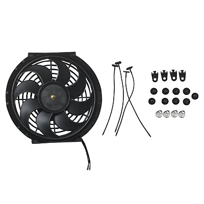 #ad 10quot; Universal Slim Fan Push Pull Electric Radiator Cooling 12V 80W w Mount Kit $21.76