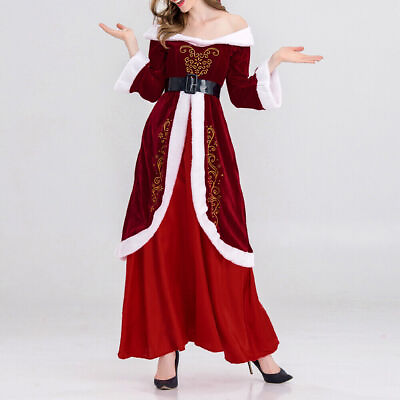 #ad Womens Dress Santa Claus Outfit Xmas Party Costume Christmas Gown Set Ladies $35.59