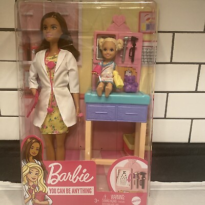 #ad BARBIE YOU CAN BE ANYTHING PEDIATRICIAN DOCTOR BRUNETTE DOLL W toddler $24.99
