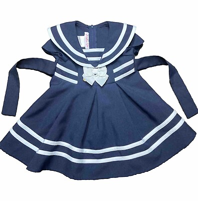 #ad Jessica Ann Navy Blue amp; White Sailor Dress Size 12 Months. EB40 $15.00
