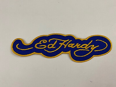 #ad Deadstock Ed Hardy Blue Iron On Patch Appliqué Embroidered Sewing Large $14.99