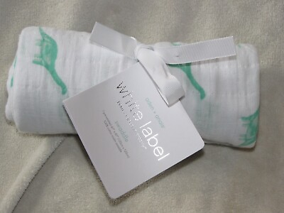 #ad Aden amp; and Anais Cotton Muslin Swaddle Baby Blanket Green White Dinosaur NWT $27.74