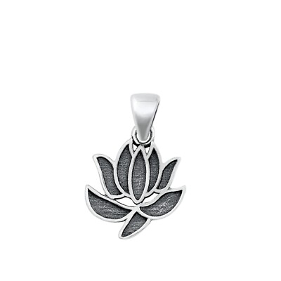 #ad Sterling Silver 925 quot;LOTUSquot; PENDANT 11MM WITH SNAKE CHAIN NECKLACE 18quot; $21.24