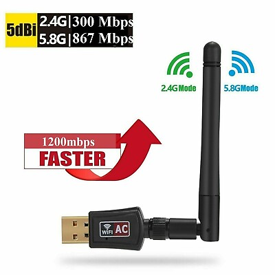 #ad 1200Mbps Long Range AC1200 Dual Band 5GHz Wireless USB 3.0 WiFi Adapter Antenna $7.27