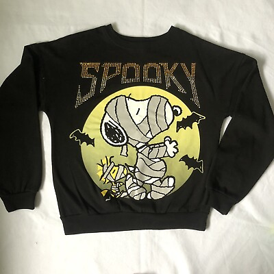 #ad Women#x27;s Spooky Snoopy Halloween Graphic Sweatshirt Black XS SOF19 $11.99