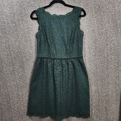 #ad NWT Loft Green Lace Dress Sleeveless Lined Sz 8 $34.99