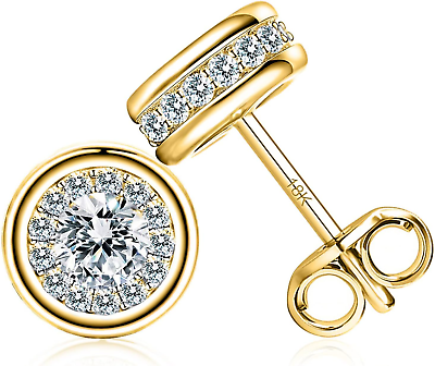 #ad 18K Gold Earrings Diamond Gold Stud Earrings for WomenDainty Rose Gold Diamond $148.99