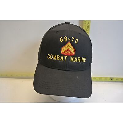 #ad Hat Black Combat Marine 69 70 adjustable size Vietman War $20.00