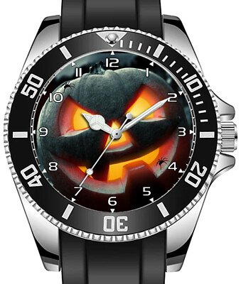 #ad Angry Pumpkin Halloween Sporty Unique Stylish Wrist Watch $63.15