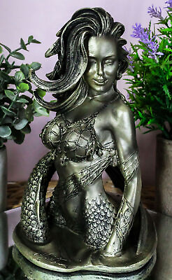 #ad Seductive Siren of The Seas Mermaid Warrior Goddess In Fishnets Top Figurine $40.99