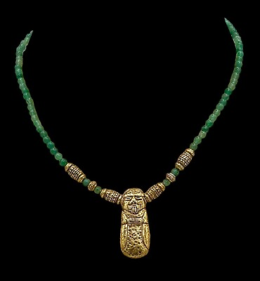 #ad Vintage Diosa Luna Aventurine Bead Pendant Necklace $29.95