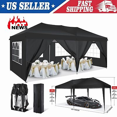 #ad 10x20 Wedding Party Tent Gazebo Popup Canopy With Sidewalls Event Tent Outdoor $205.99