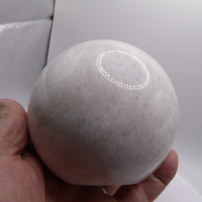 #ad 4quot; White Onyx Sphere Polished Natural Crystal Mineral Globe W Flat Bottom 3.6LBS $19.00