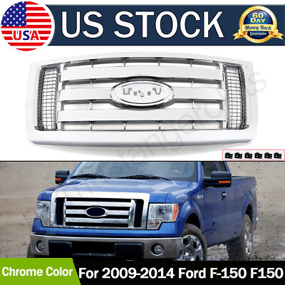 #ad Chrome Upper Front Grille Grill Fits For 2009 2012 2013 2014 Ford F 150 F150 XLT $155.56