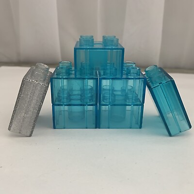 #ad Lego Duplo Clear Blue Water Silver Glitter Brick Block Lot of 7 $9.00