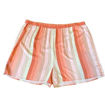#ad Caslon Women’s Plus Shorts Size 2X NWT Striped Viscose Pull On Coral Beige $12.00