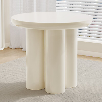 #ad GUYII Cream White Coffee Table Round Nesting Table Chairs Set Living Room Modern $458.99
