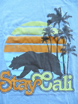 #ad California T Shirt Deadstock Stay Cali Bear palm trees sunset graphic $18.99
