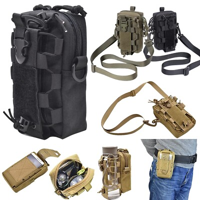 #ad Tactical EDC Molle Waist Pouch Phone Holster With Shoulder Strap Camping Hiking $13.99