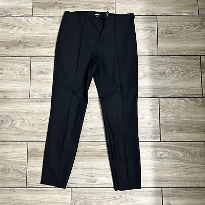 #ad Theory Womens Pleated Pants Black Size 6 Career Dress Pants Side Zip Workwear $24.50