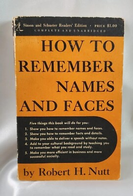 #ad HOW TO REMEMBER NAMES AND FACES ROBERT H. NUTT 1951 PAPERBACK BOOK $18.00
