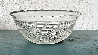 #ad Vintage Glass Scalloped Edge Bowl Floral Pattern $10.00