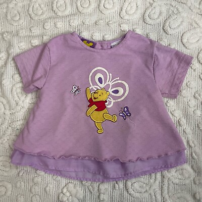#ad Disney WinnieThe Pooh Toddler Girl Top 2t Purple Layered Butterflies $15.00