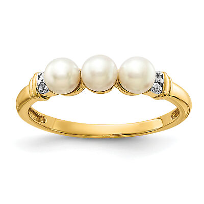 #ad 14k Diamond and FW Cultured 3 Pearl Ring Y11654AA $320.84