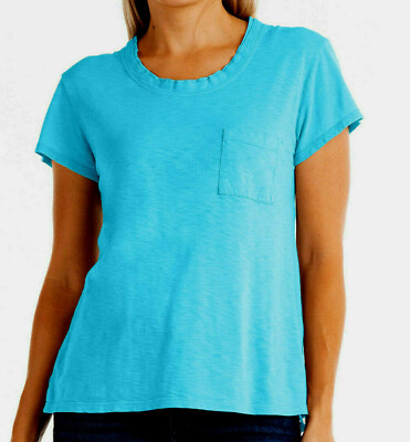 #ad Fresh Produce XS NWT Janey Tee Bluefin Turquoise Aqua Cotton T Shirt Top X Small $19.00