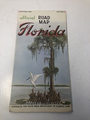 #ad Florida Official Road Map State Road Department 1949. A $20.62