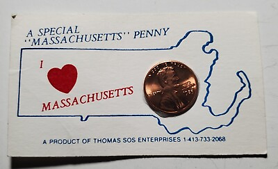 #ad 1985 Lincoln Cent Countermarked Massachusetts Penny Thomas Sos Free USA Ship $14.75