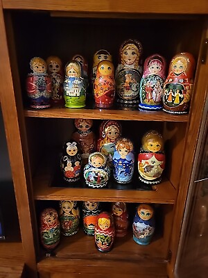 #ad choose a set Matryoshka Russian Nesting Wooden Stacking vintage authentic $99.99