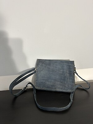 #ad Derek Alexander Blue Suede Crossbody Bag Purse Handbag w Adjustable Strap $19.99