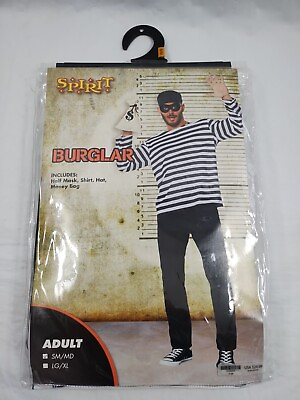 #ad Men#x27;s Spirit Halloween Men#x27;s BURGLAR Costume Size SM MD Criminal Prisoner Robber $3.19