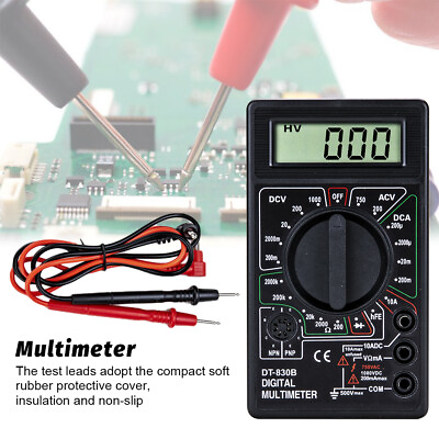 #ad LCD Digital MULTIMETER Voltmeter Ammeter Ohmmeter Volt AC DC Tester Leads Meter $9.50
