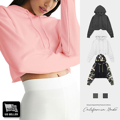 #ad Womens Crop Top Hoodie Dance Casual Fleece Hooded Sweatshirt Gym Yoga Hip Hop $17.99