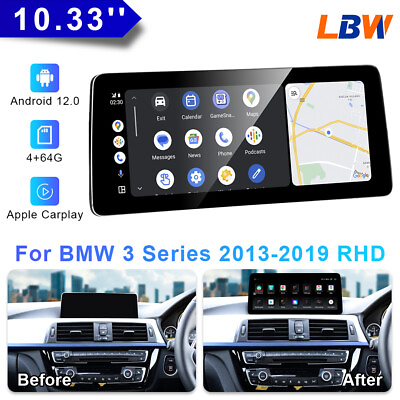 #ad Car GPS 10.33#x27;#x27; Stereo Player Dash Carplay 4G64G For BMW 3 Series 2013 2019 RHD $468.21